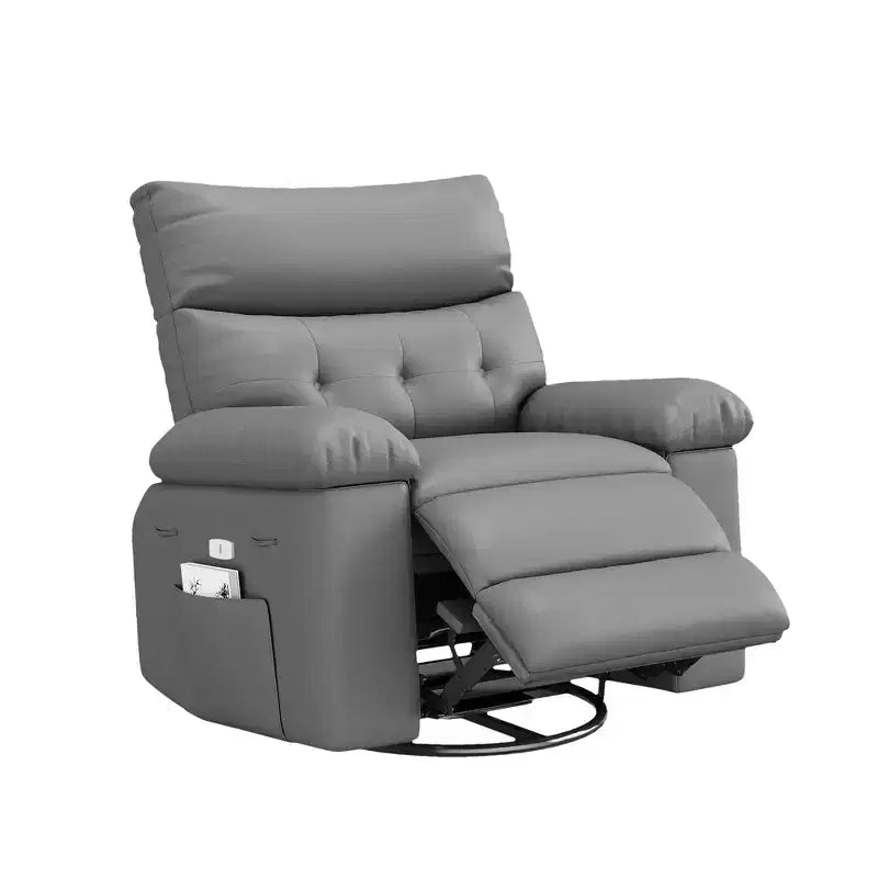 Fauteuil inclinable manuel, pivotant à 360° en similicuir avec poche latérale pour salon et salle de cinéma maison