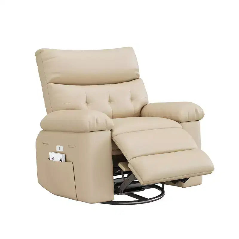Fauteuil inclinable manuel, pivotant à 360° en similicuir avec poche latérale pour salon et salle de cinéma maison