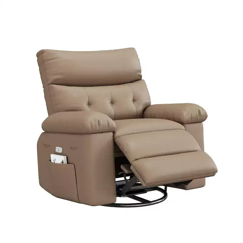 Fauteuil inclinable manuel, pivotant à 360° en similicuir avec poche latérale pour salon et salle de cinéma maison