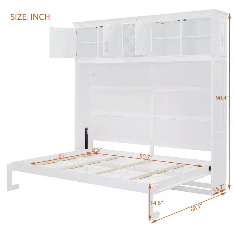 Lit escamotable Queen Size avec armoires supérieures et casier à vin
