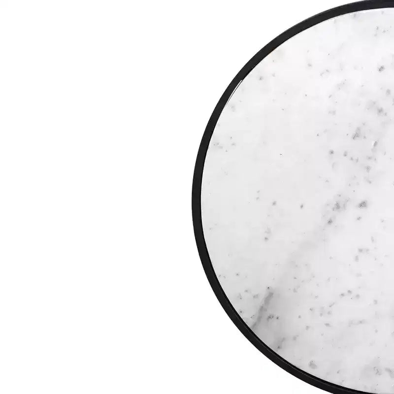 Table d'appoint, plateau rond en marbre moderne, cadre en fer classique