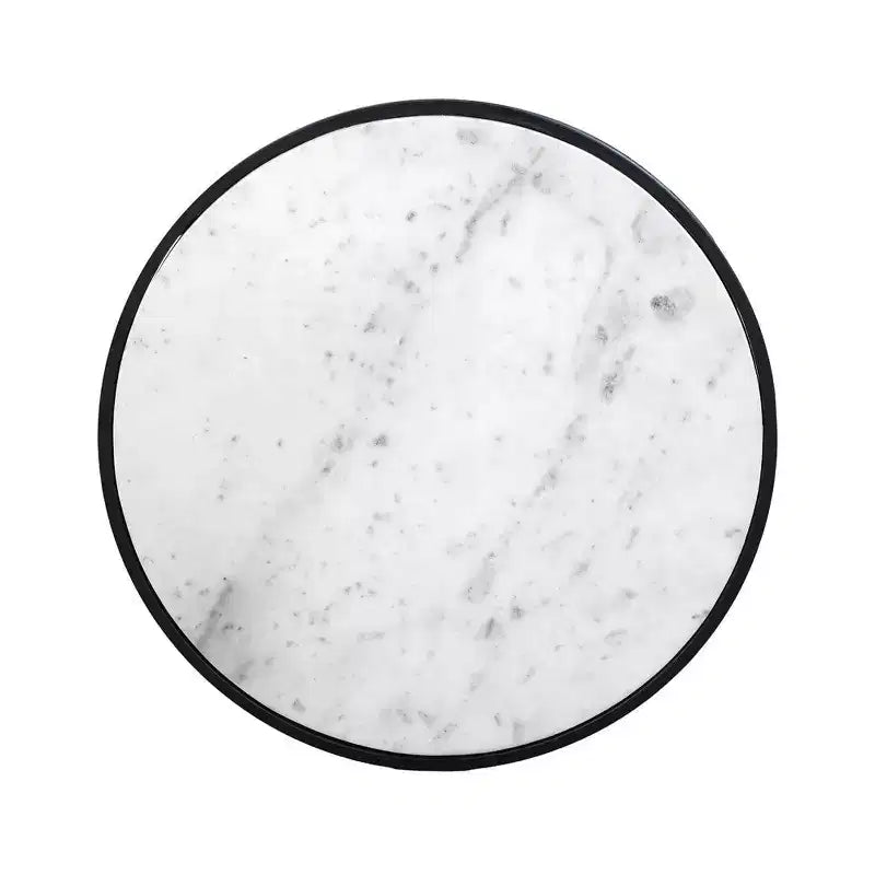 Table d'appoint, plateau rond en marbre moderne, cadre en fer classique