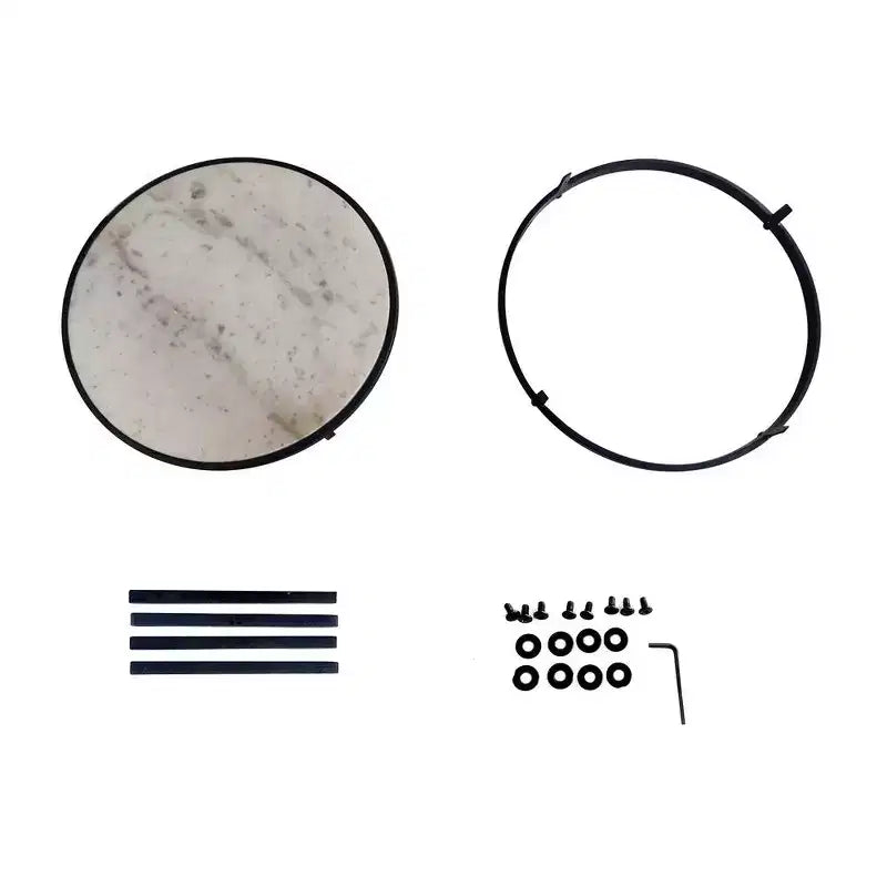Table d'appoint, plateau rond en marbre moderne, cadre en fer classique