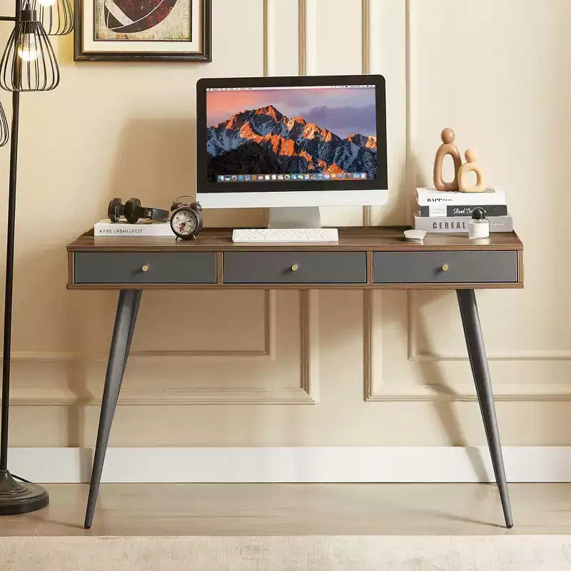Bureau d'ordinateur multifonctionnel moderne de 120 cm avec 3 tiroirs