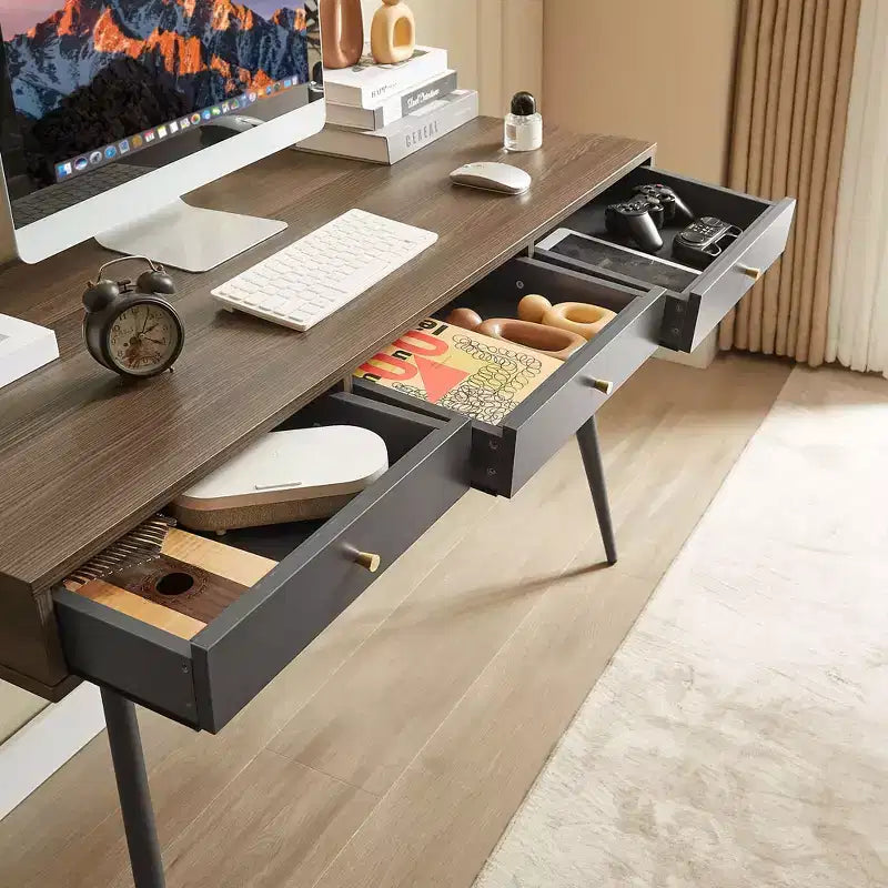 Bureau d'ordinateur multifonctionnel moderne de 120 cm avec 3 tiroirs