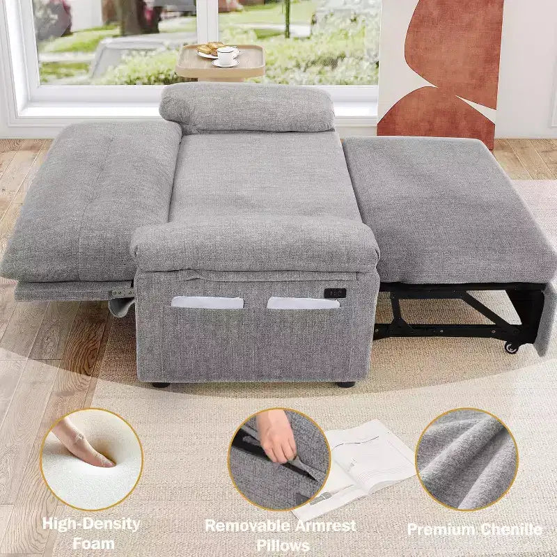 Canapé convertible 3 en 1, canapé-lit escamotable avec dossier réglable, poches latérales, appartement, assemblage sans outil