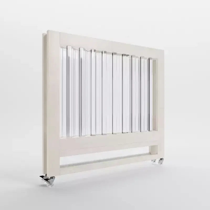 Lit pliant, cadre en acrylique moderne avec 4 niveaux de hauteur, roulettes fluides et conception pliable facile Blanc délavé