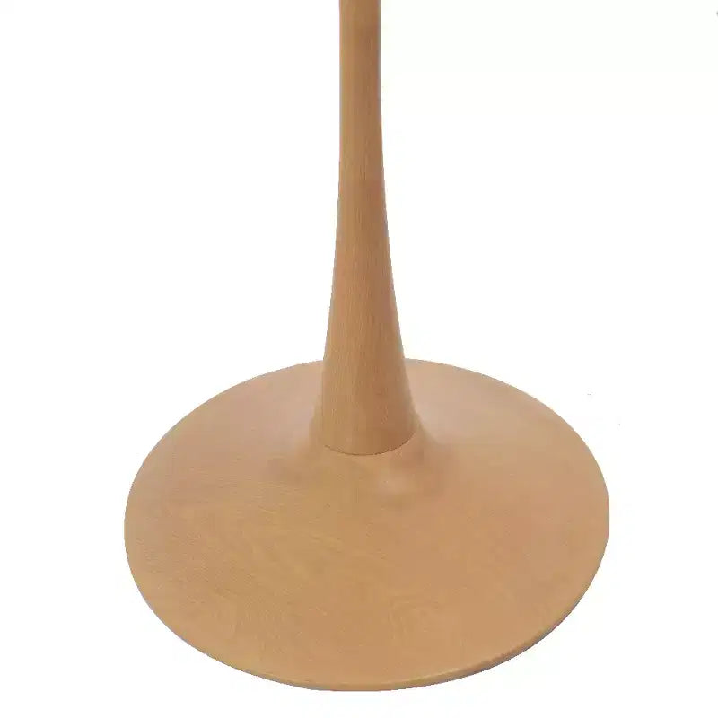 Table à manger ronde – Plateau en MDF avec piètement en acier aspect bois naturel, table de cuisine et salle à manger moderne, table d'appoint