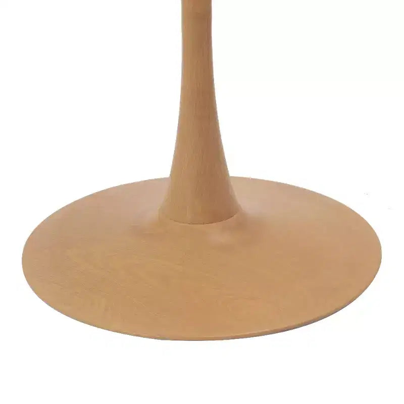 Table à manger ronde – Plateau en MDF avec piètement en acier aspect bois naturel, table de cuisine et salle à manger moderne, table d'appoint