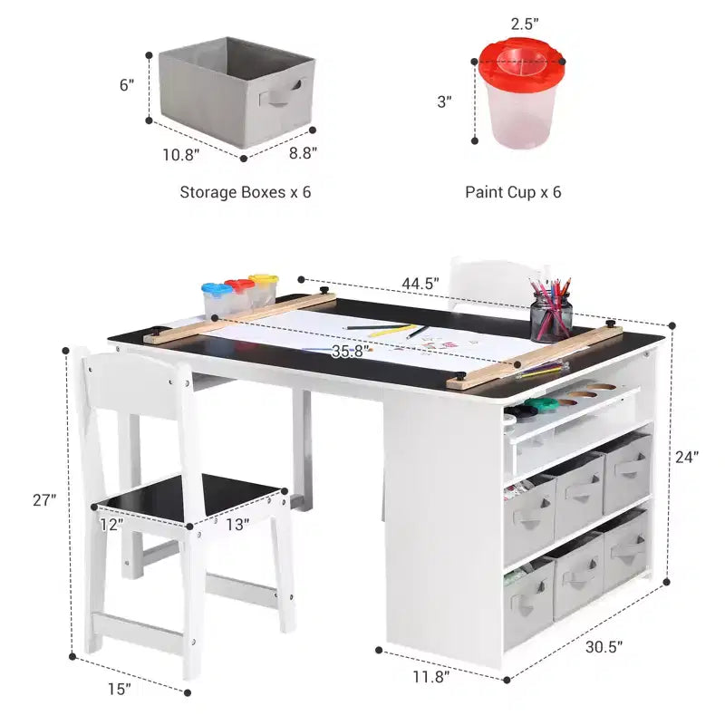 Table et tabouret d'art pour enfants, table d'activité en bois pour tout-petits avec bacs de rangement, bureau de dessin, artisanat pour enfants en bois