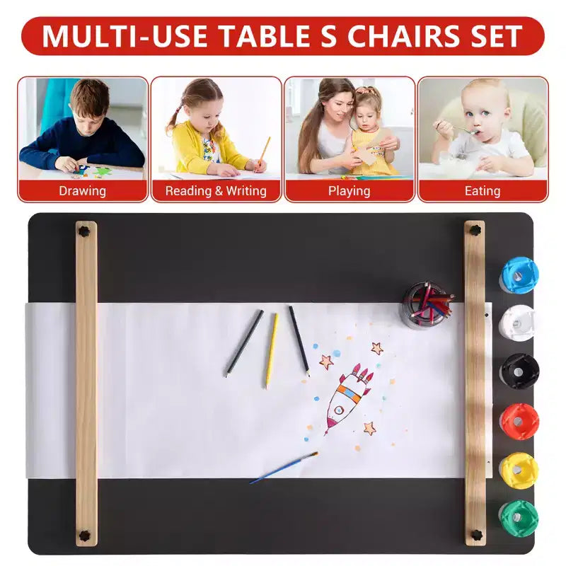 Table et tabouret d'art pour enfants, table d'activité en bois pour tout-petits avec bacs de rangement, bureau de dessin, artisanat pour enfants en bois