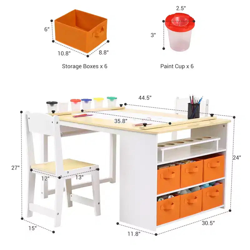 Table et tabouret d'art pour enfants, table d'activité en bois pour tout-petits avec bacs de rangement, bureau de dessin, artisanat pour enfants en bois