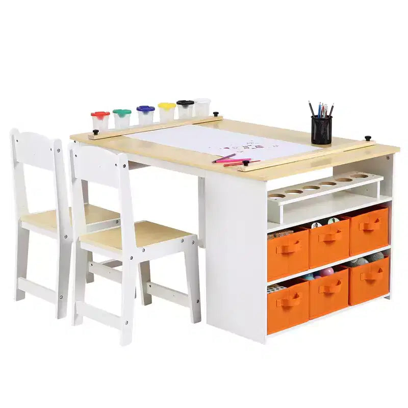 Table et tabouret d'art pour enfants, table d'activité en bois pour tout-petits avec bacs de rangement, bureau de dessin, artisanat pour enfants en bois
