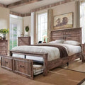 Cadre de lit Queen Size avec tête de lit de 51 po de haut, pied de lit romain de 20 po, 2 grands tiroirs de rangement, sommier tapissier non requis