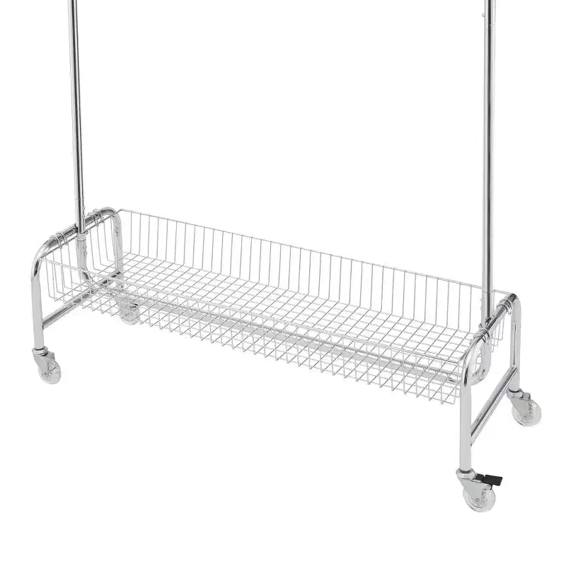 67 800 lb Porte-vêtements avec panier de rangement, portant à roulettes robuste en fer (2 pièces/carton, cintre pliable et portable)