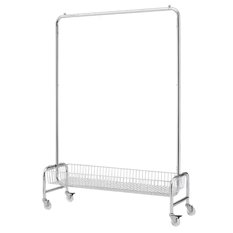 67 800 lb Porte-vêtements avec panier de rangement, portant à roulettes robuste en fer (2 pièces/carton, cintre pliable et portable)