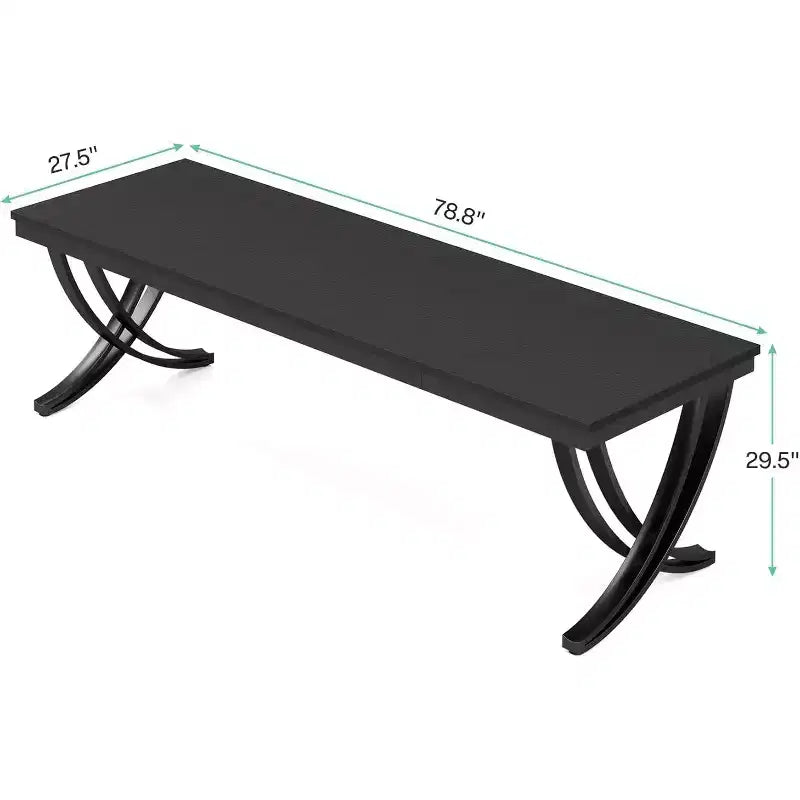 Table de conférence pour 6-8 personnes, Table de séminaire rectangulaire avec cadre métallique robuste pour bureau de réunion, noire