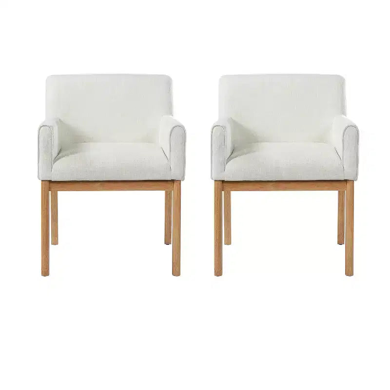 Chaises de salle à manger rembourrées modernes en bois d'hévéa avec accoudoirs (lot de 2)