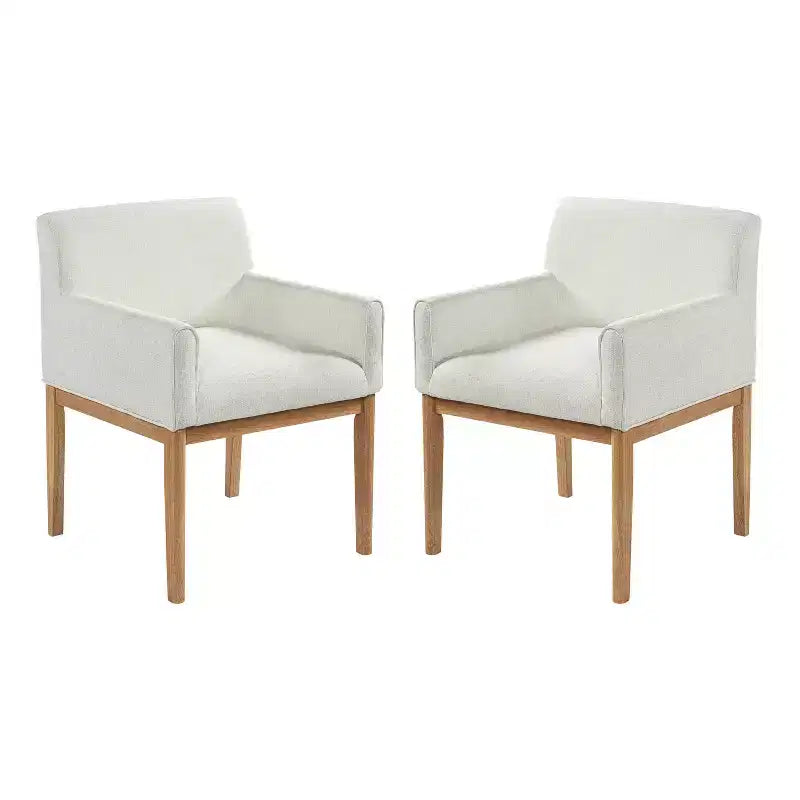 Chaises de salle à manger rembourrées modernes en bois d'hévéa avec accoudoirs (lot de 2)