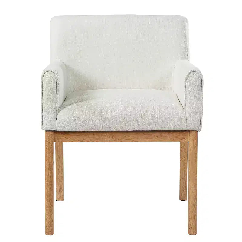 Chaises de salle à manger rembourrées modernes en bois d'hévéa avec accoudoirs (lot de 2)