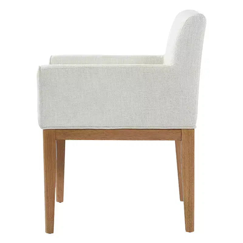 Chaises de salle à manger rembourrées modernes en bois d'hévéa avec accoudoirs (lot de 2)