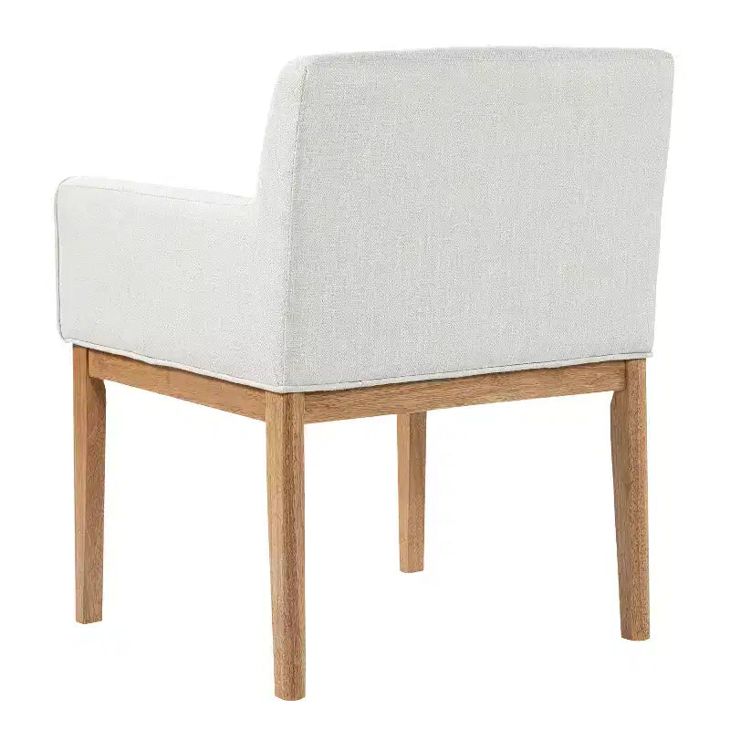 Chaises de salle à manger rembourrées modernes en bois d'hévéa avec accoudoirs (lot de 2)