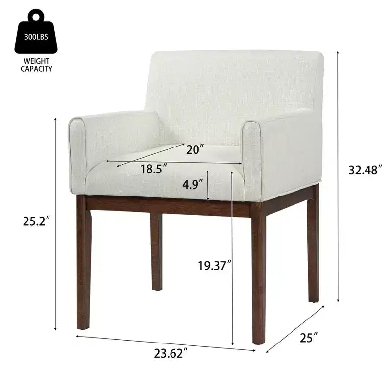 Chaises de salle à manger rembourrées modernes en bois d'hévéa avec accoudoirs (lot de 2)