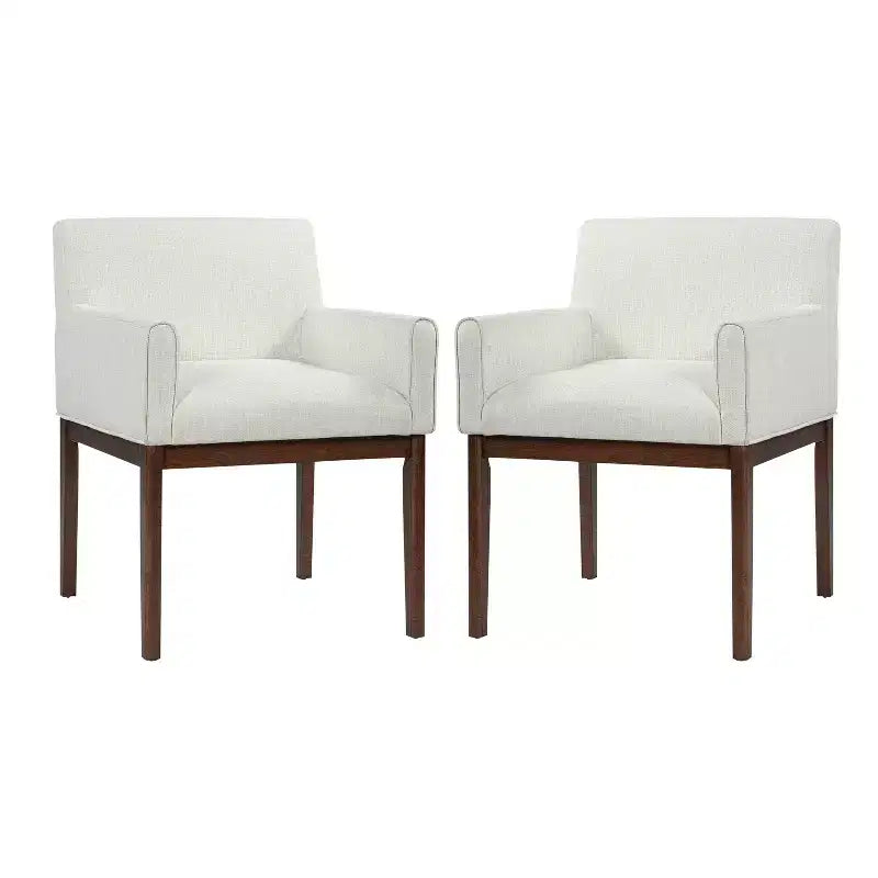 Chaises de salle à manger rembourrées modernes en bois d'hévéa avec accoudoirs (lot de 2)