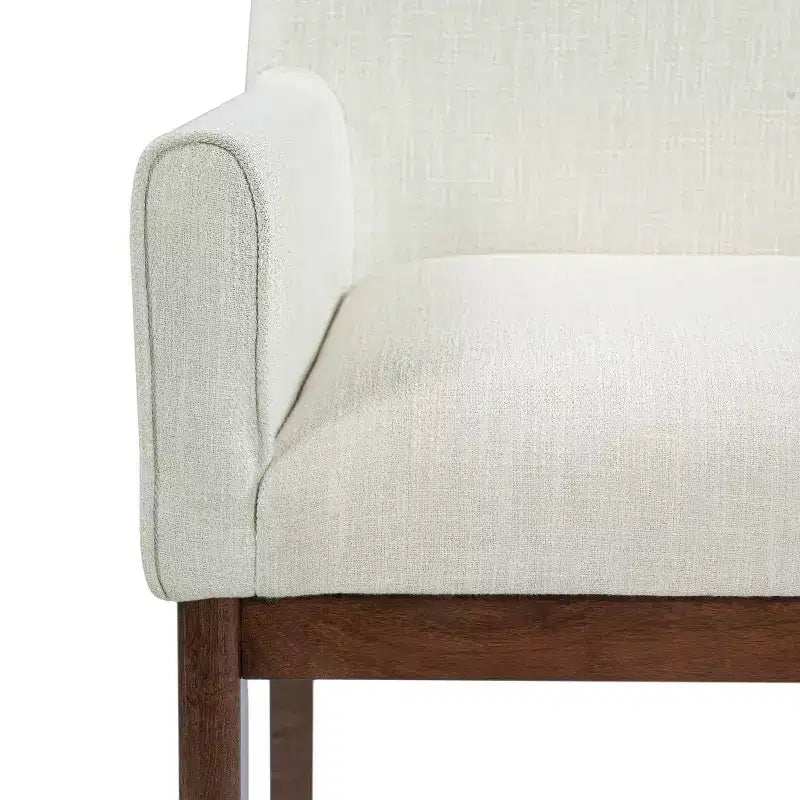 Chaises de salle à manger rembourrées modernes en bois d'hévéa avec accoudoirs (lot de 2)