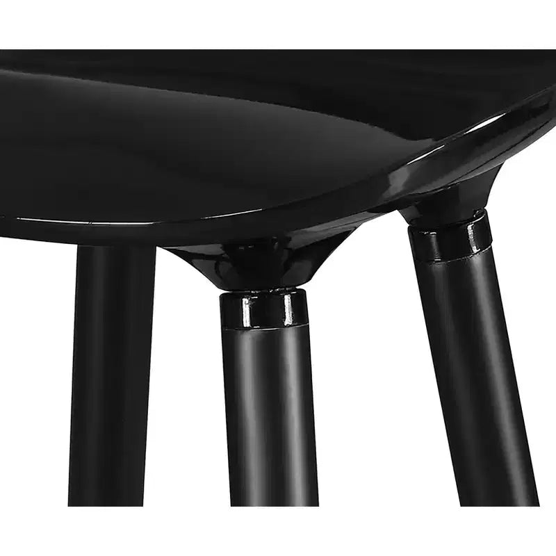 Tabouret de bar noir d'inspiration vintage, dossier bas, pieds en bois, hauteur fixe